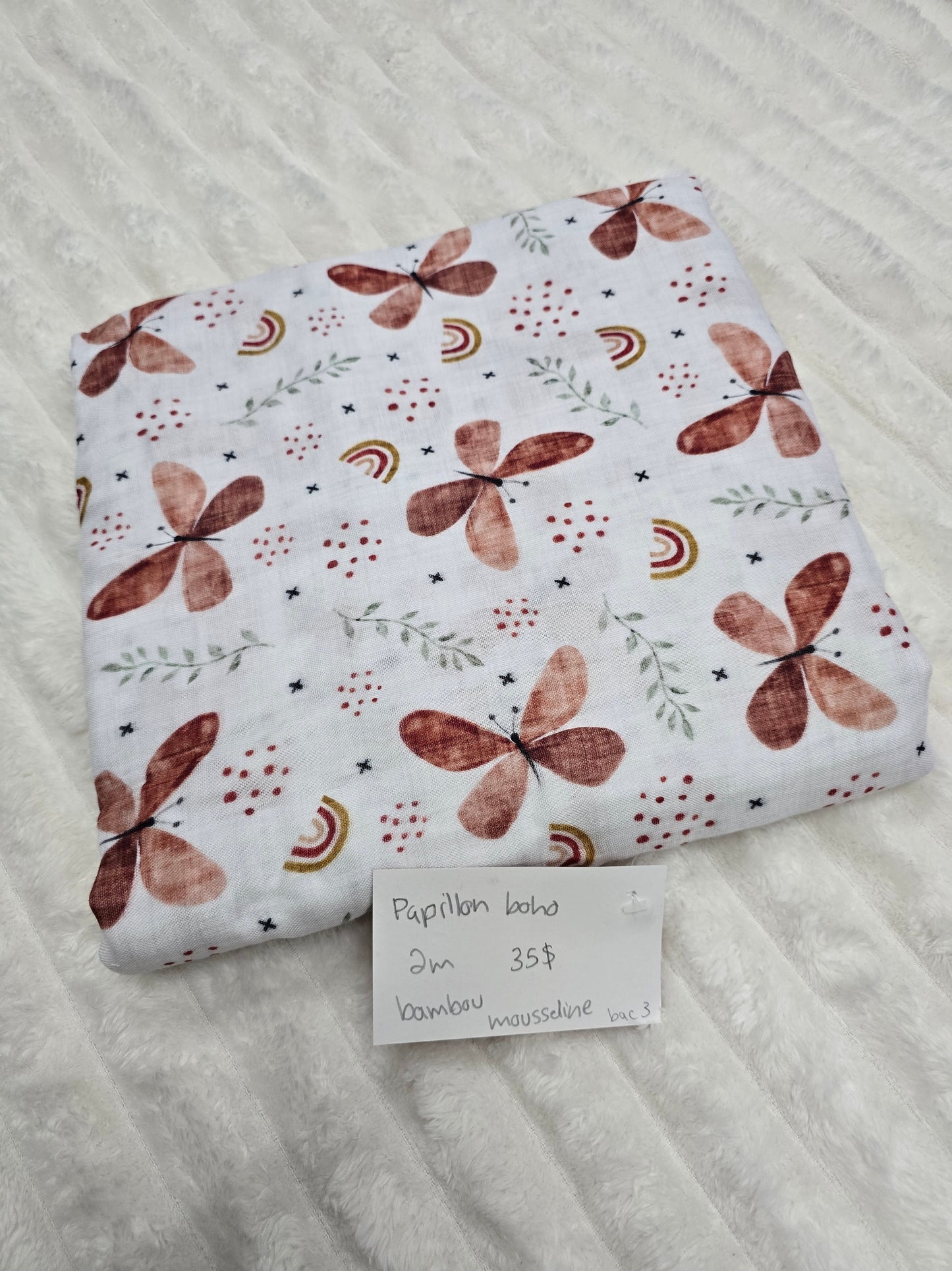 Papillon boho, mousseline bambou