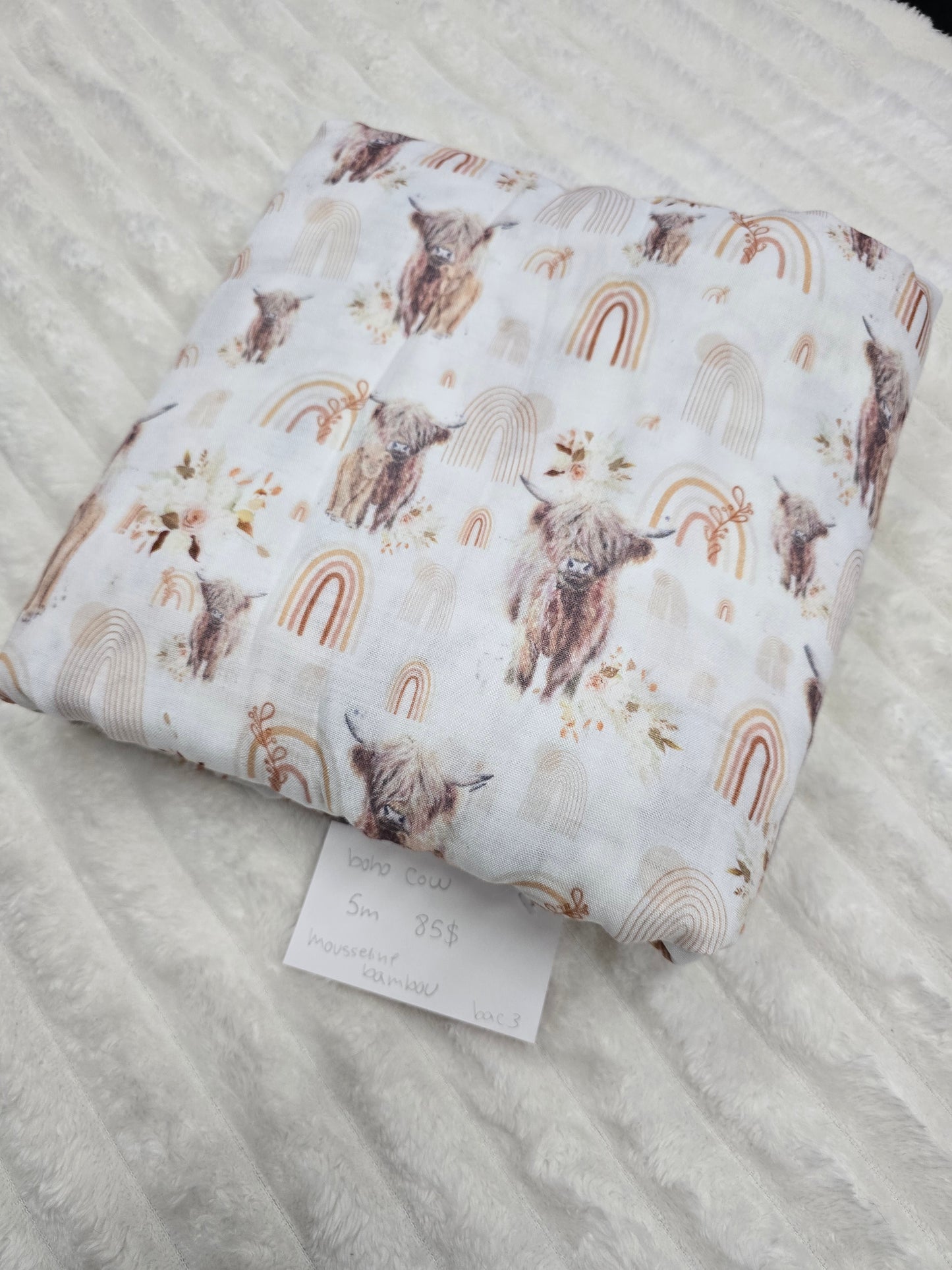 Boho cow, mousseline bambou