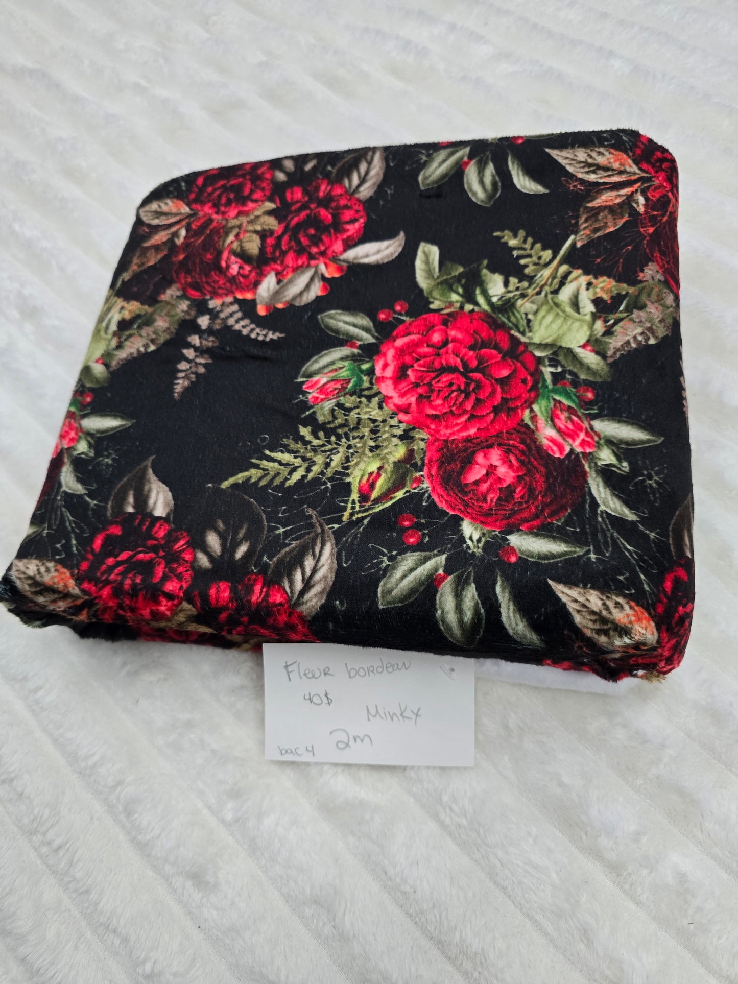 Fleur bordeaux, minky