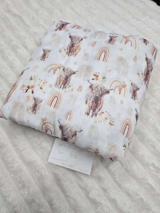 Boho cow, mousseline bambou