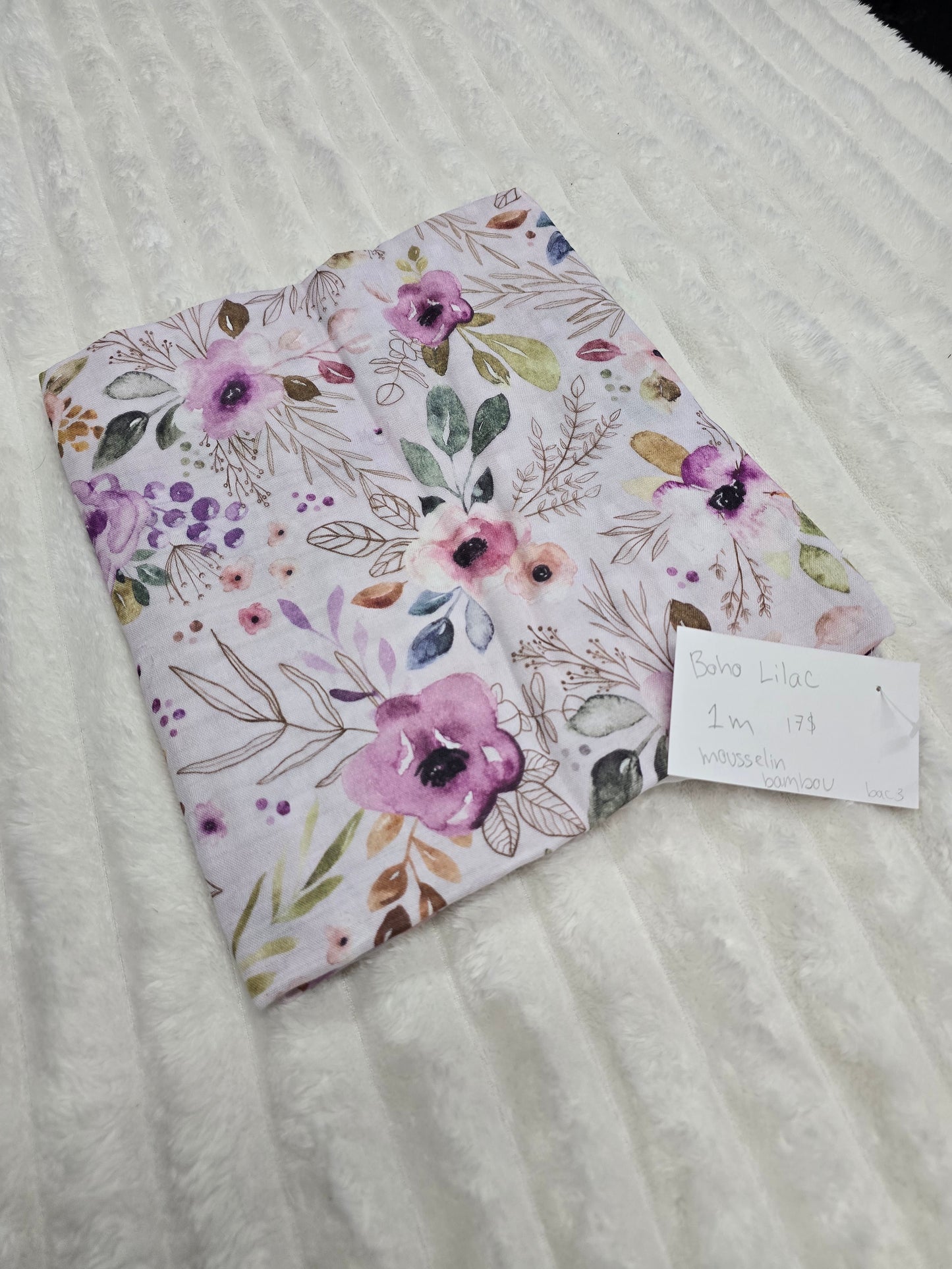 Boho lilas, mousseline bambou